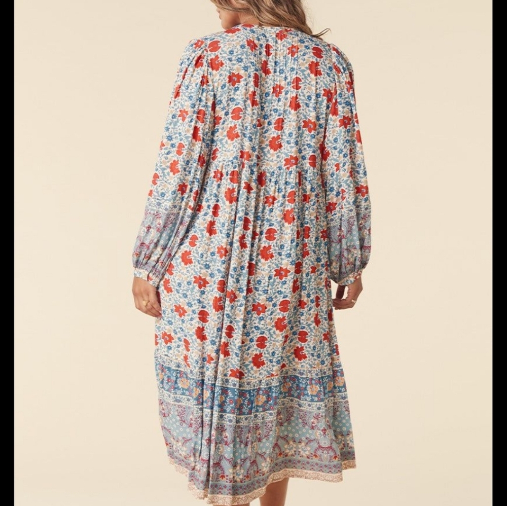 Spell Village Button Down Midi Dress In Sky - Picture 5 of 16
